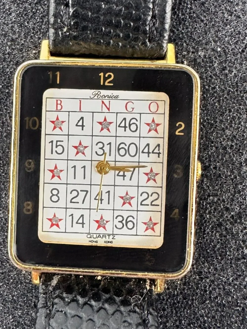 Ronica Bingo Watch Women 25mm White Dial Gold Tone Leather New Battery
